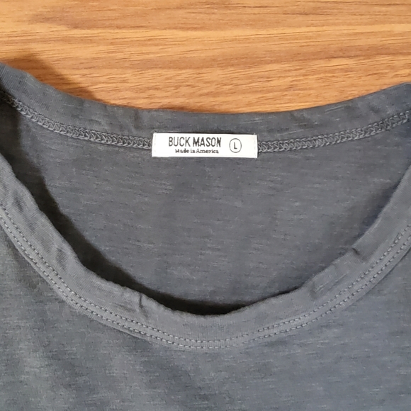 Buck Mason Slub Curved Hem Crewneck T-Shirt Tee Shirt L Grey New - Picture 4 of 9